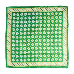 Vintage 70s Mod Green Daisy Floral Scarf Wraps